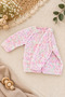 0-1 Year Old Knitted Pink Marbled Patterned Baby Girl Cardigan - 3