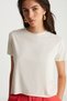 Ecru Color Open Back Basic T-Shirt - 3