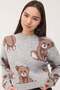 Crew Neck Teddy Bear Patterned Sweater K3447-B6