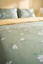 Green Daisy Double Breathable Cotton Duvet Cover Set - 3