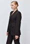 Women's Collarless V-Neck Single Button Blazer Jacket - 3