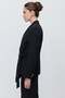 Women's Double-Breasted Jacket with Metal Buckle Detail and Tie-Up Design - 5