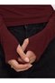 Women's 100% Cotton Basic Blouse with Finger Detail and Long Sleeves - Burgundy - 4