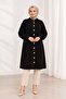 Women's Bearded Knitwear Cardigan Buttoned Front Oversize Long Sleeve Knee Length Knitted Cardigan - 6