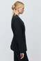 Women's Collarless V-Neck Single Button Blazer Jacket - 5