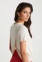 Ecru Color Open Back Basic T-Shirt - 6
