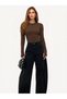 Women's 100% Cotton Basic Blouse with Finger Detail and Long Sleeves - Bitter Brown - 3