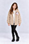 Girl's Plush Hooded Zippered Coat with Panda Accessories, Soft Textured Winter Jacket Ak4126