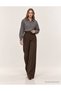 Women's Pleated Palazzo Fabric Trousers - 3