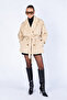 Double-Breasted Collared Short Trench Coat with Belt |   Ek1003811572 - 3