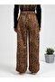 Girl's Leopard Print Suede Wide Leg Design Trousers - 6