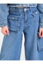 Girl's 5-9 Years Old Wide Leg Denim Trousers with Pockets 2452 Denim Blue - 5
