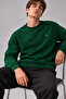 Dark Green Color Men's Crew Neck Sweatshirt - 3