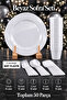 50-Piece Luxury Hard Plastic Party Birthday Presentation Invitation Engagement Promise Plate Cup Fork Spoon Knife Set