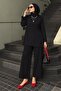Aden Women's Modal Two-Piece Suit with Elastic Waist and Trousers, Black - 2