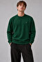 Dark Green Color Men's Crew Neck Sweatshirt