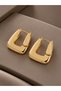 Brass Gold Color Thick Earrings - 2