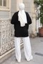 Women's Crew Neck Sleeve Slit 2 Thread Combed Cotton Basic Tunic 3239 Black - 6
