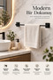 Black Square Towel Holder Adhesive Long Towel Holder Outdoor Toilet Roll Holder Solo Paper Holder 4-Piece Bathroom Set - 5