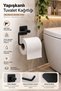 Black Ring Towel Holder Adhesive Open Toilet Roll Holder Solo Roll Paper Holder Set of 3 Bathroom Accessories - 3