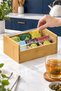 Bamboo Tea Box with Transparent Lid Tea Bag Storage Organizer Tea Box with Compartments - 4