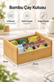 Bamboo Tea Box with Transparent Lid Tea Bag Storage Organizer Tea Box with Compartments - 2