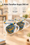 2 Fan Cups Yellow Navy Blue, 350 ml |   Cidarlı Glass Fan Cup - 2