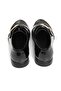 Black Patent Leather Textured Loafer Shoes with Comfortable Metal Accessory Detail, Suitable for Daily Use - 5
