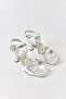 Gray Patent Leather Textured Thin Heeled Ankle Strap Single Strap Simple Design Shoes - 2