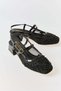 Black Embroidered and Beaded Detailed Square Heeled Evening Dress Shoes
