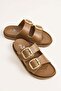 Tan Double Buckle Detailed Non-Slip Comfortable Sole Sandals Slippers Suitable for Daily Use - 2