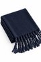 Navy Blue Boucle Textured Soft Formed Shawl with Knitted Tassel Detail on the Edge - 3