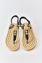Black Sequin Embroidered Lightweight Rope Sole Casual Flip-Flop Sandals with Metal Accessories - 3