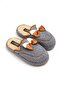 Smoked Soft Plush Textured Practical Daily Comfort Home Slippers with Ribbon Accessories - 2