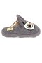 Gray Soft Plush Textured Home Slippers with Embroidered Figure Detail for Practical Use - 3