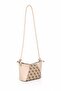 Cream Thin Strap Monogram Patterned Minimal Form Shoulder Bag with Zipper Detail - 2