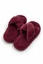 Plum Fluffy Textured Open Front Flexible Lightweight Non-Slip Sole Cross Model Home Slippers - 2