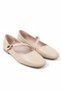 Cream Flexible Sole Comfortable Form Single Strap Gold Accessory Detailed Daily Ballet Flats