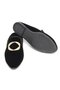 Black Suede Textured Pointed Toe Non-Slip Sole Daily Slippers with Accessory Detail - 2