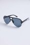 Black Bone Frame Drop Model Double Bridge Detailed Large Glass Design Sunglasses - 2
