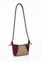 Burgundy Thin Strap Monogram Patterned Zippered Small Form Minimal Shoulder Bag - 2