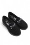 Black Suede Textured Flexible Sole Comfortable Form Buckle Detailed Casual Shoes - 4