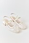 White Embroidered and Beaded Square Heel Comfortable Design Evening Dress Shoes - 2
