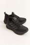 Black Mesh Textured Comfortable Insole Lace-Up High Sole Casual Sports Shoes