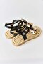 Black Sequin Embroidered Lightweight Rope Sole Flip-Flop Sandals with Accessories - 4