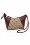 Burgundy Thin Strap Monogram Patterned Zippered Small Form Minimal Shoulder Bag - 3