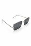 Black Metallic Textured Rectangular Shape Silver Thin Frame Classic Glass Sunglasses