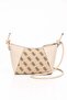 Cream Thin Strap Monogram Patterned Minimal Form Shoulder Bag with Zipper Detail - 3