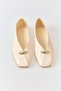 Cream Patent Leather Textured Flexible Sole with Gold Metal Buckle Detail, Suitable for Daily Use Ballerinas - 3