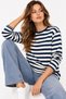 Navy Blue Cotton Blend Crew Neck Standard Cut Stripe Patterned Long Sleeve Sweatshirt - 3